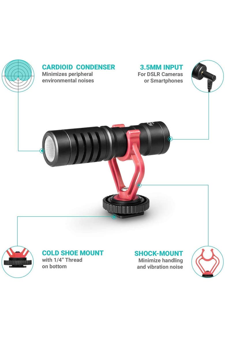 VXR10 Universal Video Microphone with Lightning Dongle Adapter - Includes Shock Mount, Deadcat Windscreen, Case, Alternate, color, Black