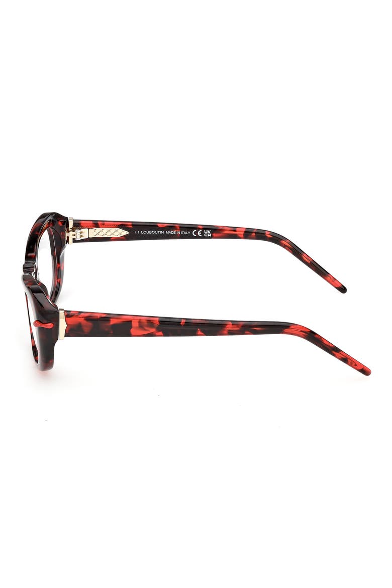 53mm Geometric Optical Glasses, Alternate, color, RED HAVANA