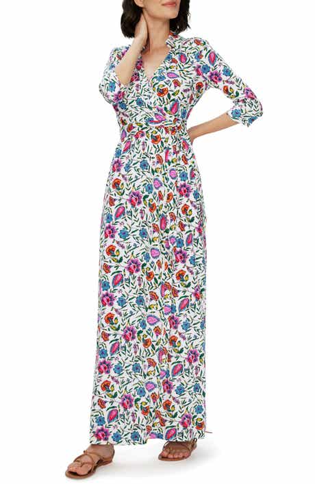 DVF Abigail Silk Wrap Maxi Dress