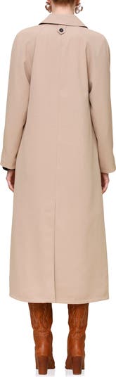 Waterfall Drape Front Double Breasted Trench Coat