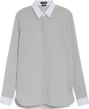 TOM FORD Diamond Print Silk Crepe Button-Up Shirt