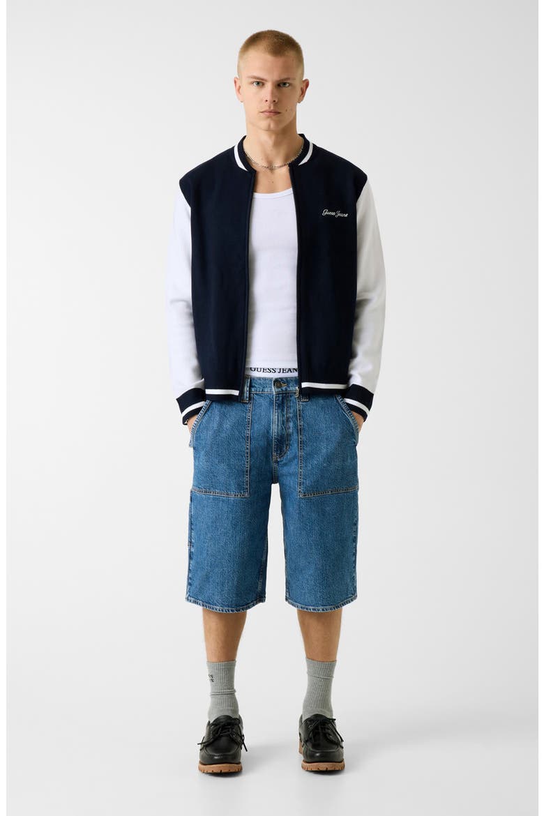 Jacquard Star Bomber Jacket, Alternate, color, A71W-TURQU