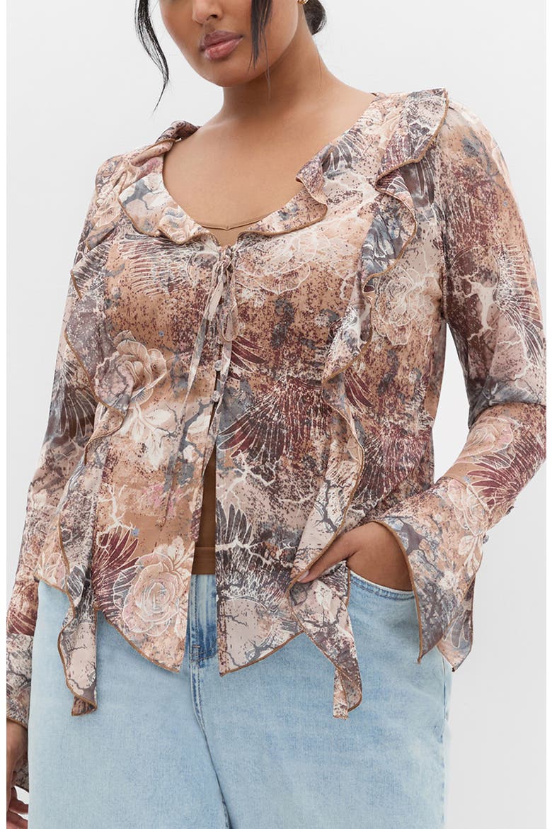 Vivid Mesh Ruffle Top, Main, color, URBAN OASIS