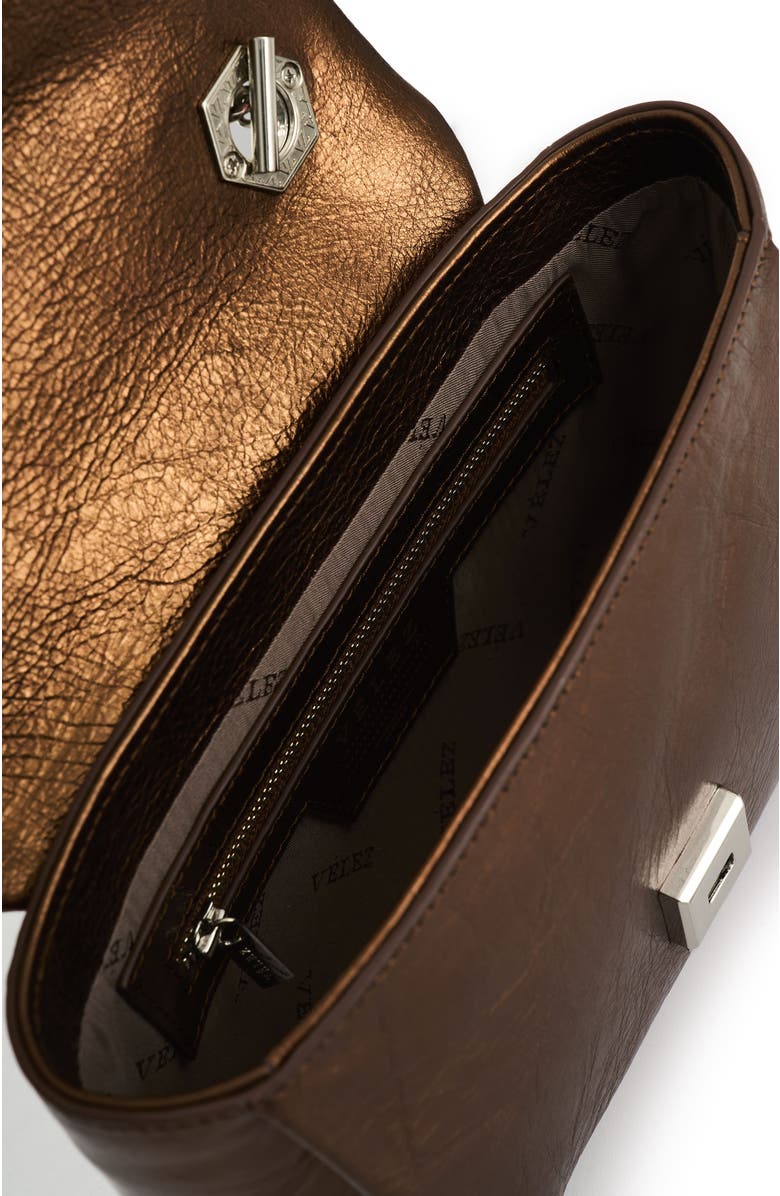 Velez Leather Crossbody Bag with Chain, Alternate, color, Bronze