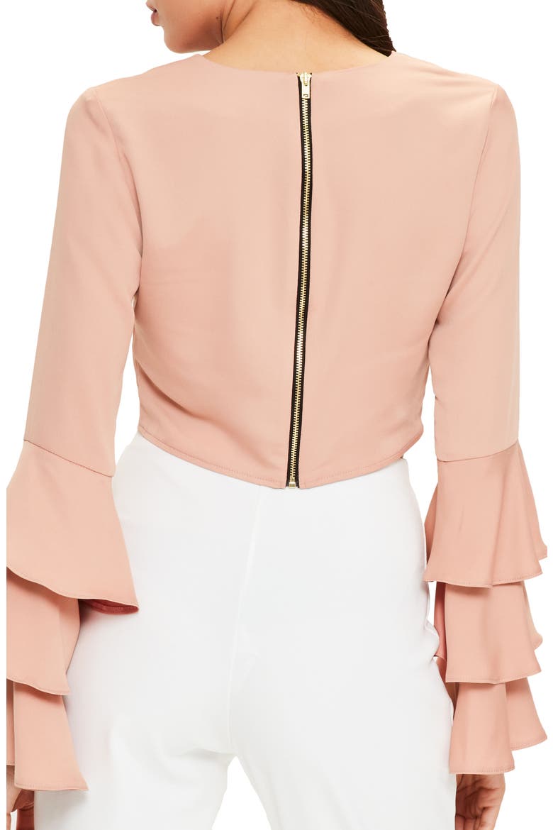 Ruffle Crop Blouse, Alternate, color, MINK