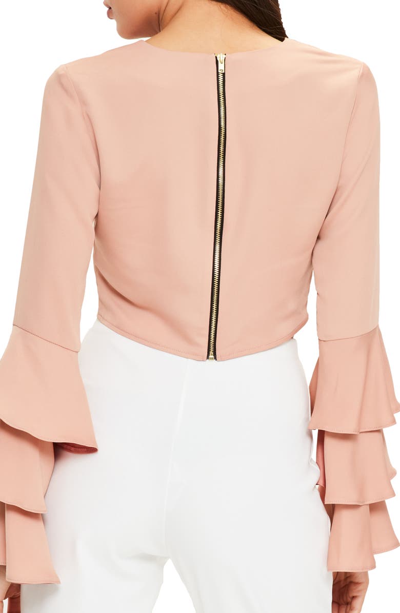 Missguided Ruffle Crop Blouse, Alternate, color, 