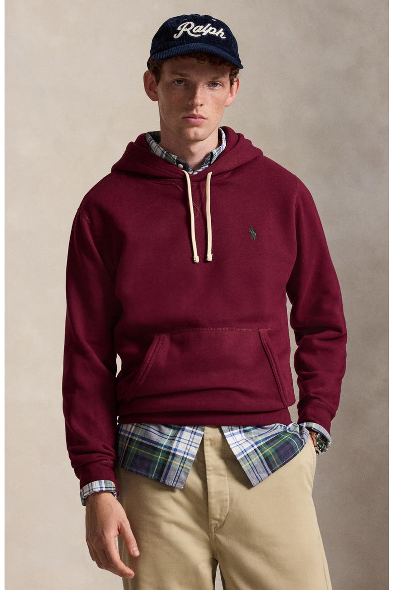 Pony Logo Fleece Hoodie, Alternate, color, RED