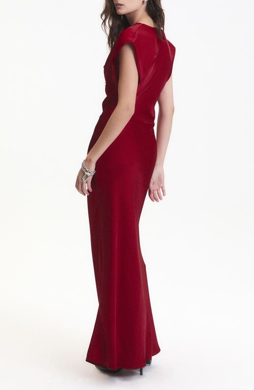 Deluc Dahlia Satin Cowl Neck Gown In Red