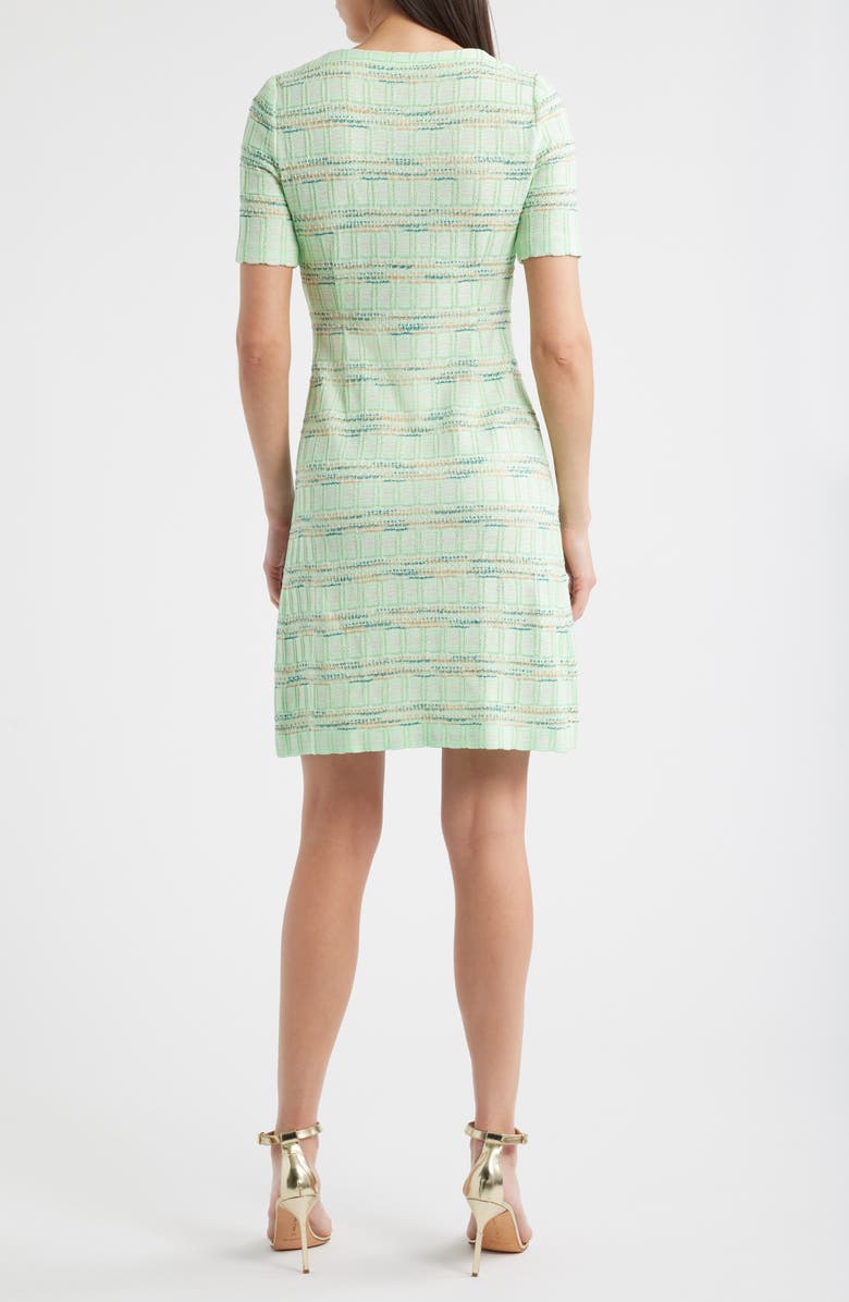 Misook Soft Plaid Knit A-Line Dress, Alternate, color, Green Multi
