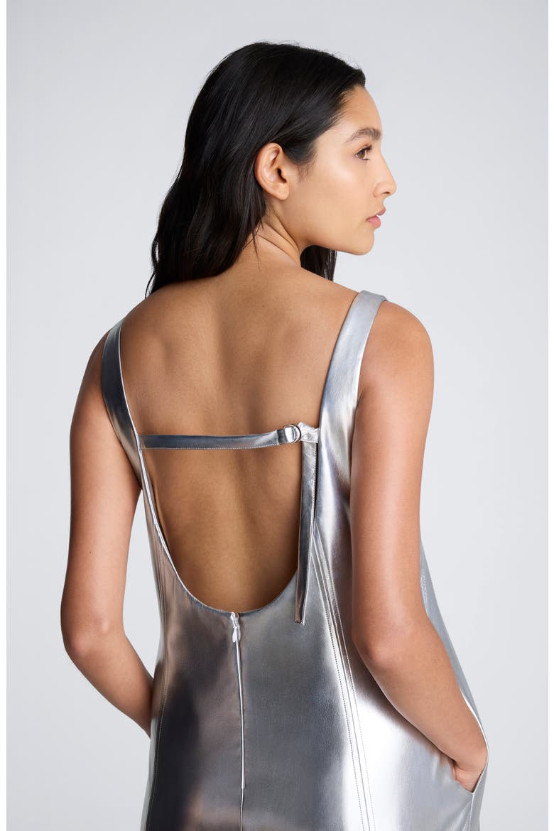 Metallic Open Back Shift Minidress, Alternate, color, SILVER
