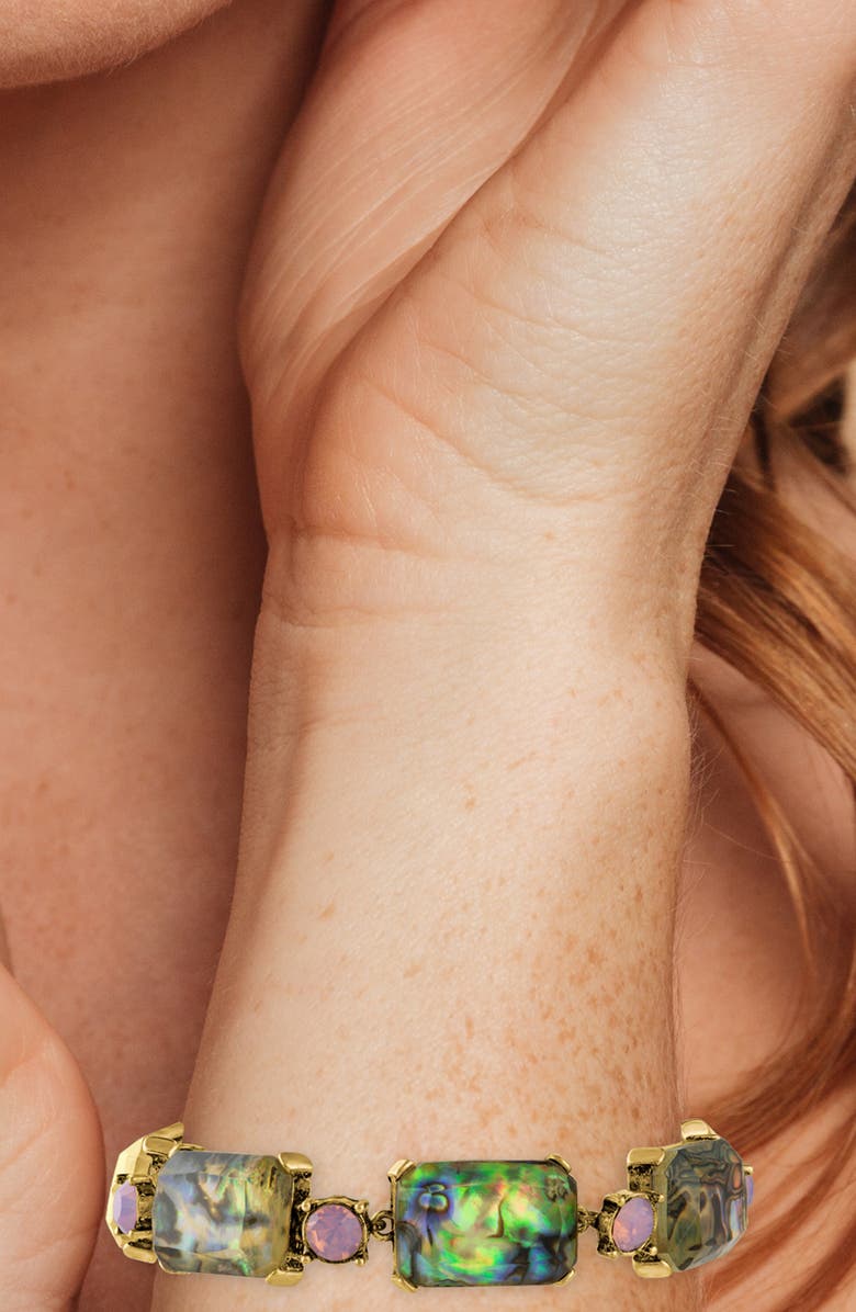 JARDIN Abalone & Crystal Link Bracelet, Alternate, color, Abalone/ Gold