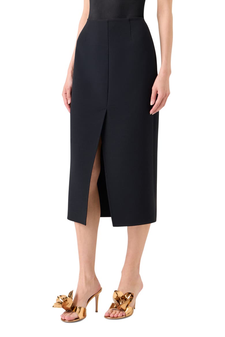 Wool Double Face Pencil Skirt, Alternate, color, BLACK