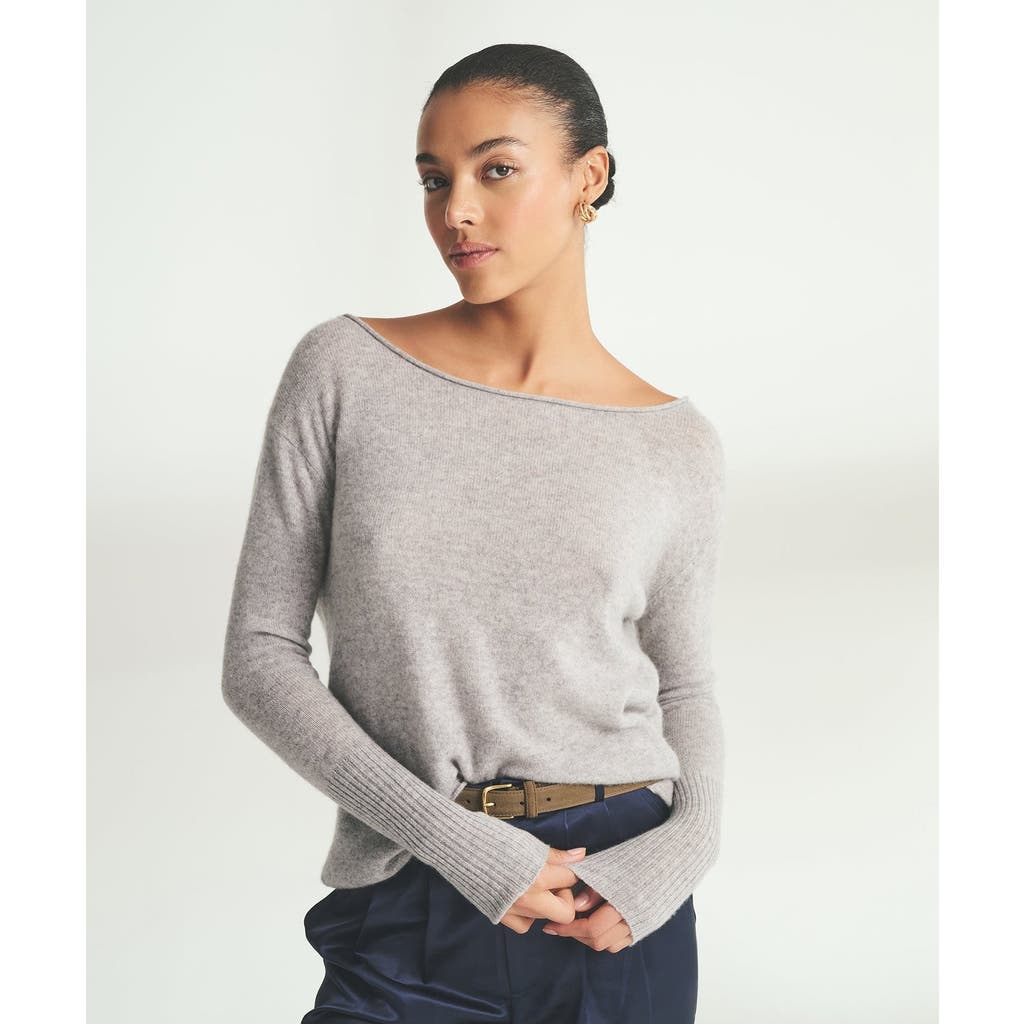 Naadam Lightweight Cashmere Boatneck Sweater In Gray