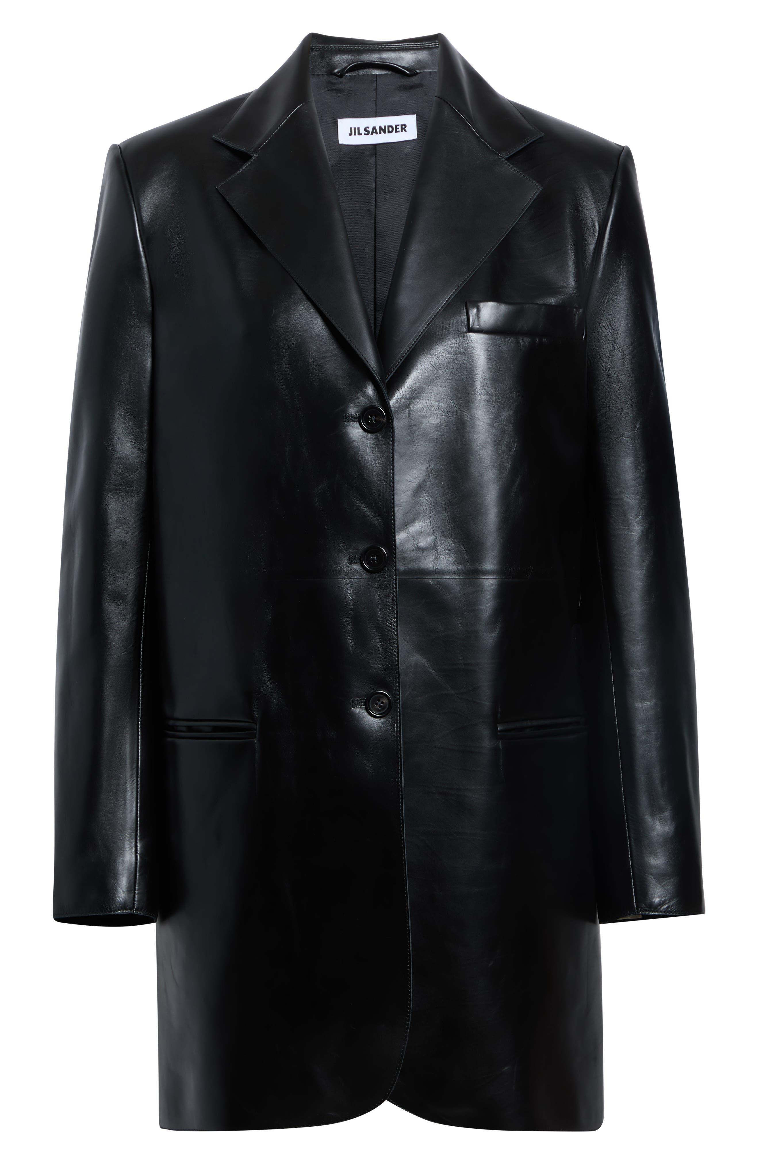 Jil Sander Raw Edge Tailored Leather Jacket (Women) | Nordstrom