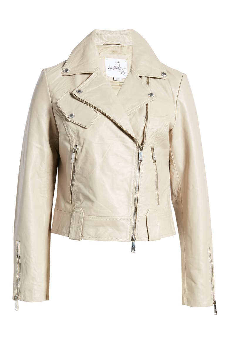 Leather Moto Jacket, Alternate, color, DUNE