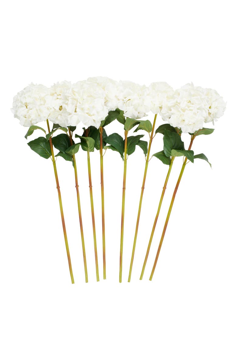 SONOMA SAGE HOME Set of Eight White Hydrangea Artificial Flowers, Main, color, 