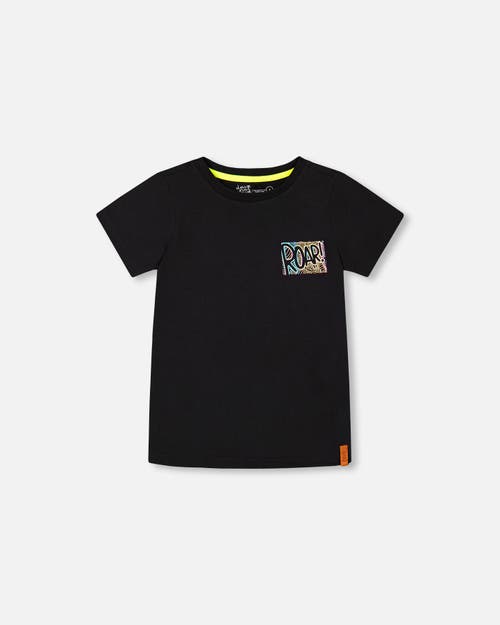 DEUX PAR DEUX DEUX PAR DEUX LITTLE BOY'S ORGANIC COTTON GRAPHIC TEE BLACK AND MULTICOLORED DINO