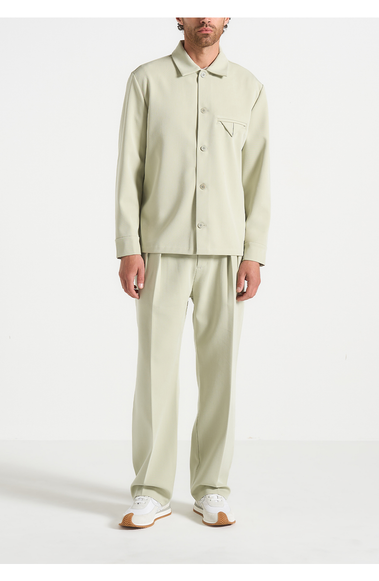 Manière De Voir Leo Hatched Tailored Overshirt, Alternate, color, Sage