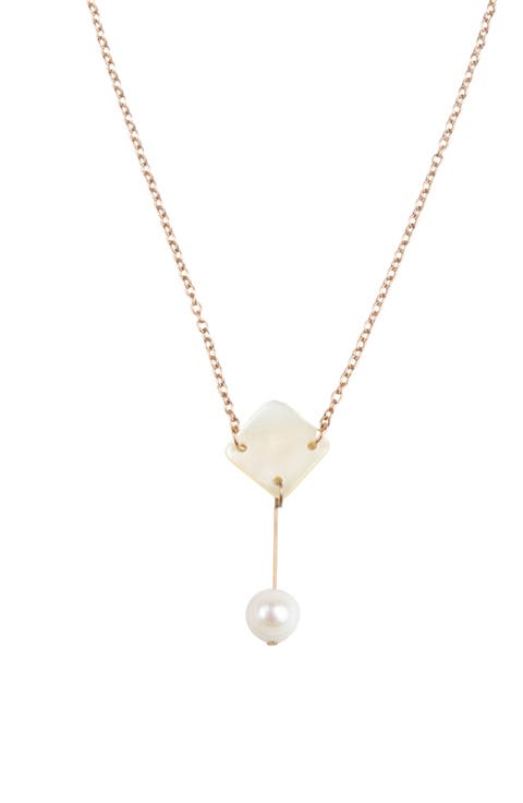 Mother-of-Pearl Diamond & Pearl Drop Necklace