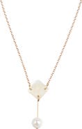 LIKHA Mother-of-Pearl Diamond & Pearl Drop Necklace