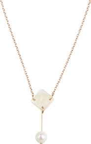 LIKHA Mother-of-Pearl Diamond & Pearl Drop Necklace
