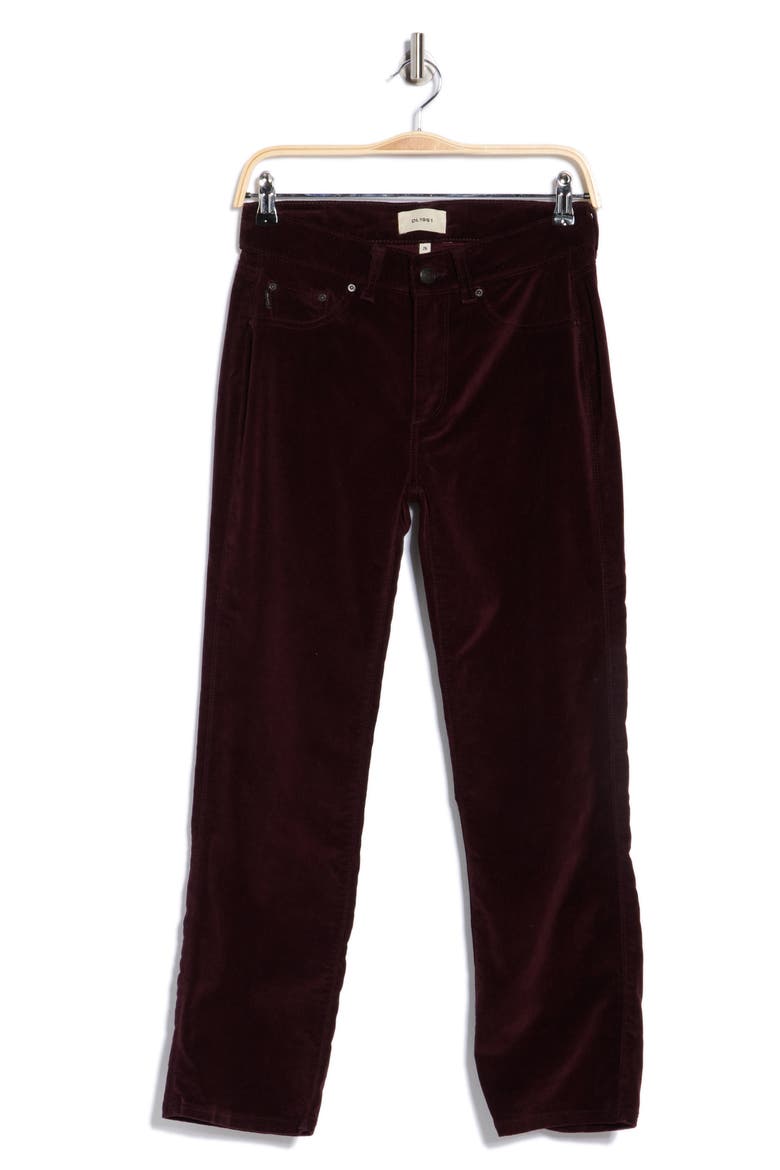 Mara Mid Rise Ankle Straight Leg Velvet Jeans, Alternate, color, MULBERRY