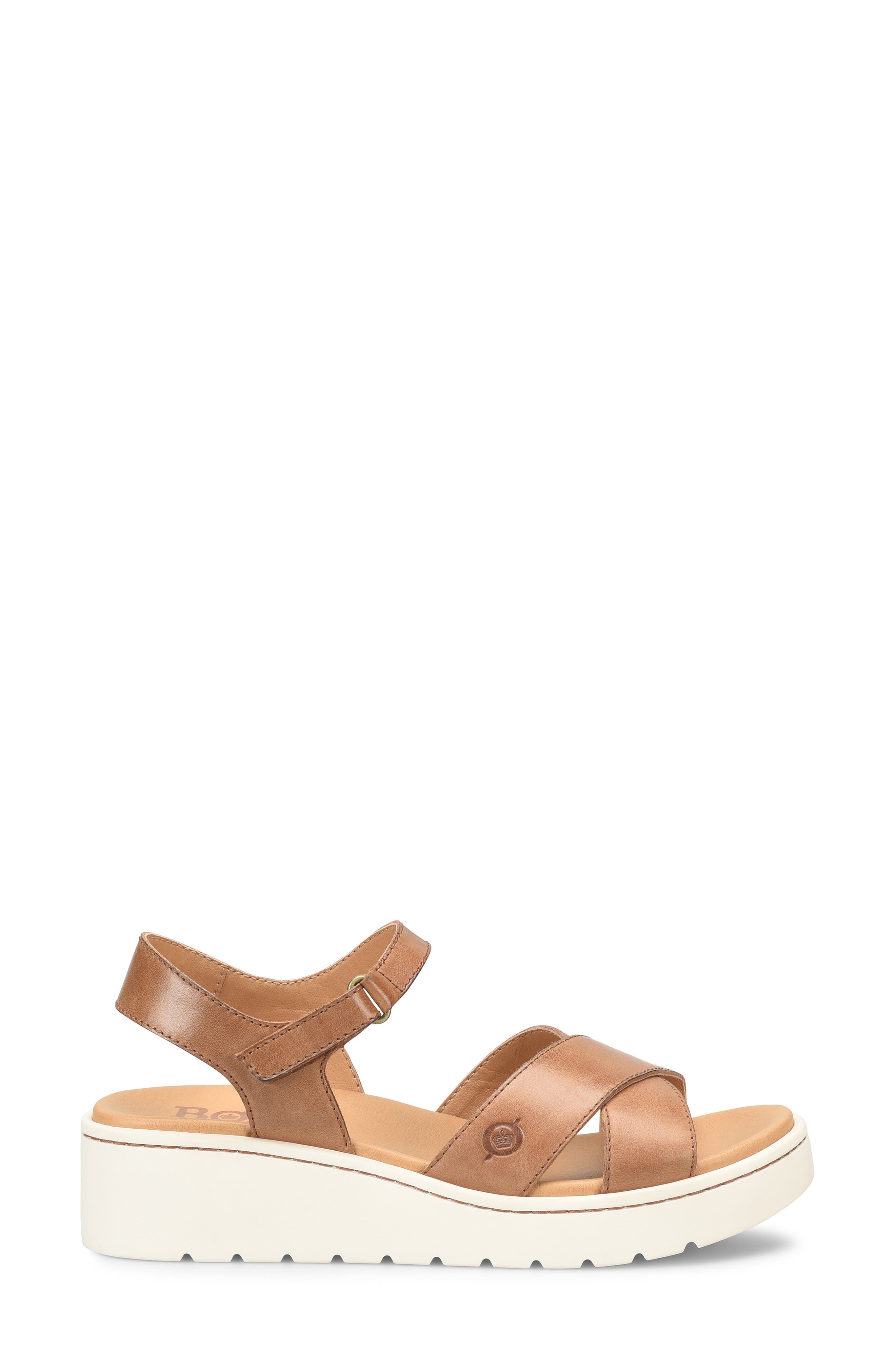 Børn Katrina Ankle Strap Platform Wedge Sandal, Alternate, color, Tan Leather