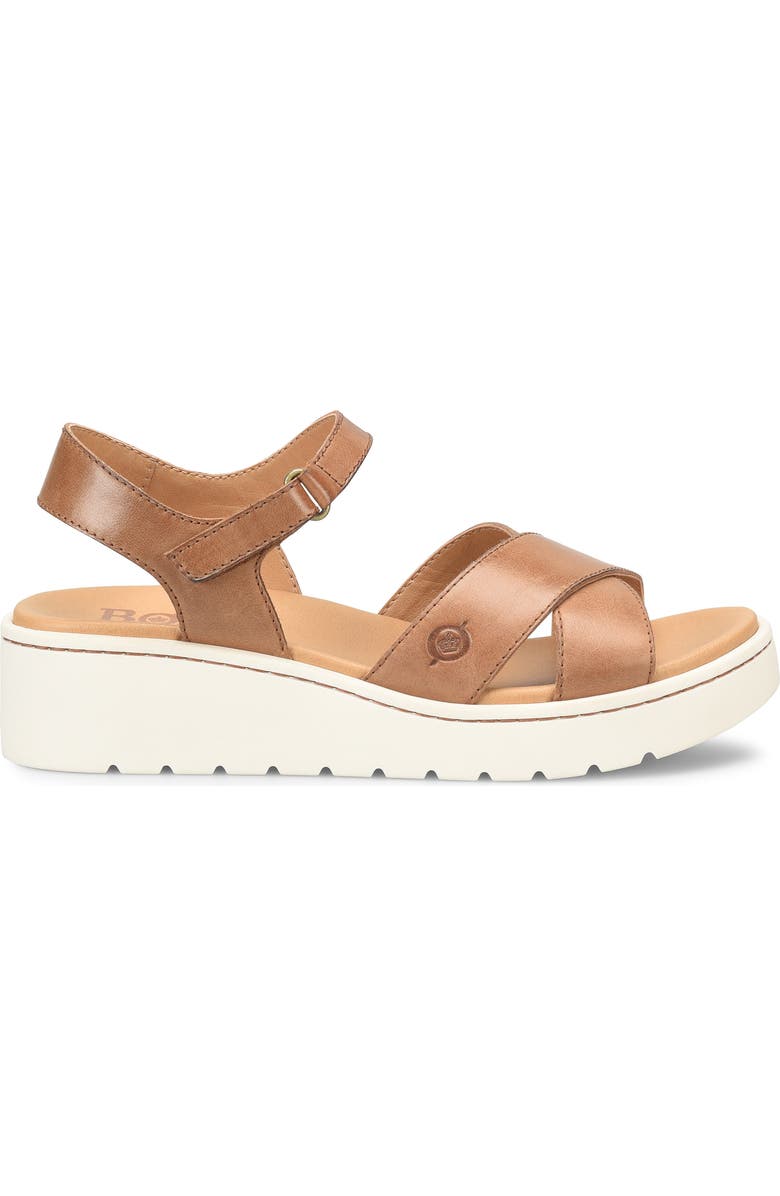 Børn Katrina Ankle Strap Platform Wedge Sandal, Alternate, color, Tan Leather