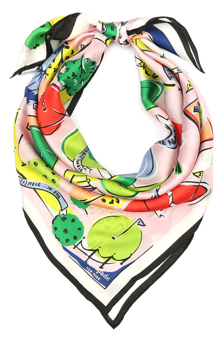 Kate Spade New York mini golf square silk scarf, Alternate, color, 