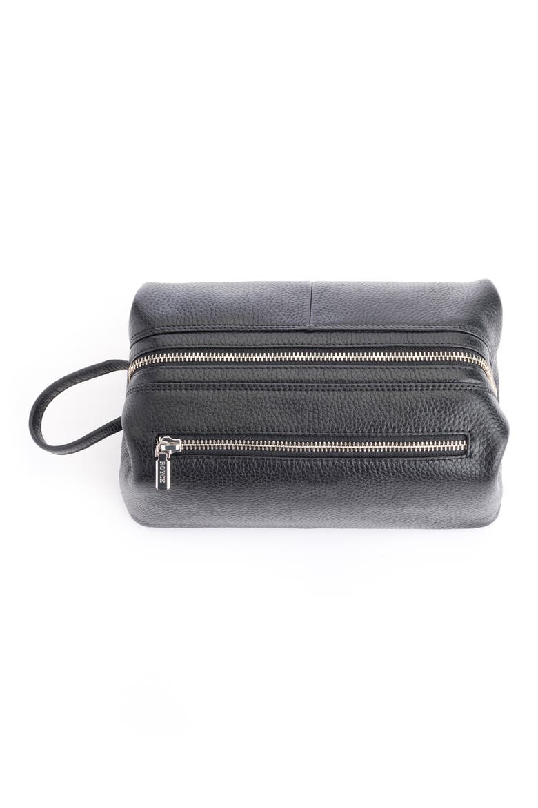 Leather Toiletry Bag, Alternate, color, BLACK