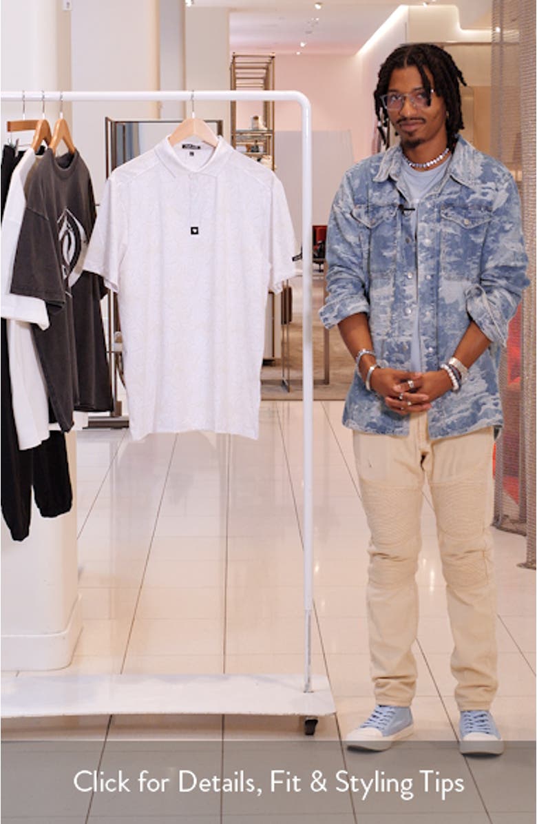 White Bloom Floral Performance Golf Polo, sales video thumbnail