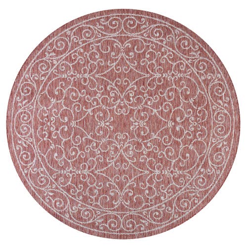 Jonathan Y Charleston Vintage Filigree Textured Weave Indoor/outdoor Area Rug In Red/beige