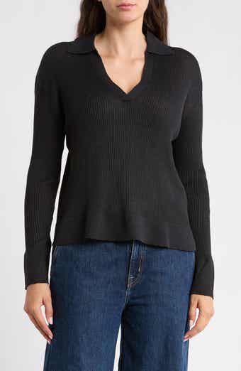 Jette Rib Knit Polo Sweater