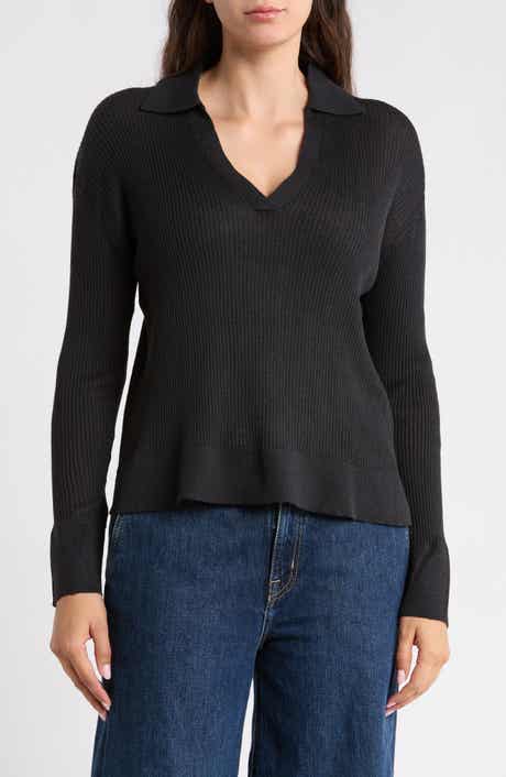 Jette Rib Knit Polo Sweater