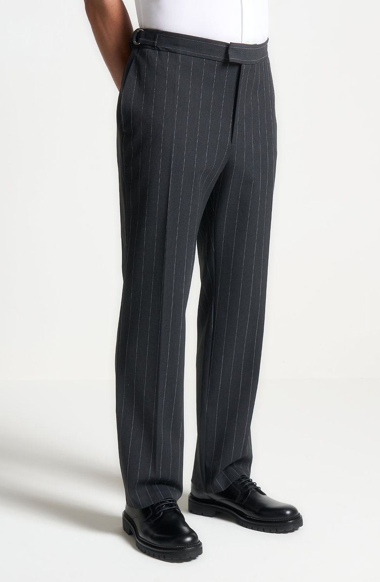 Manière De Voir Joseph Regular Fit Pinstripe Tailored Trousers, Alternate, color, Grey