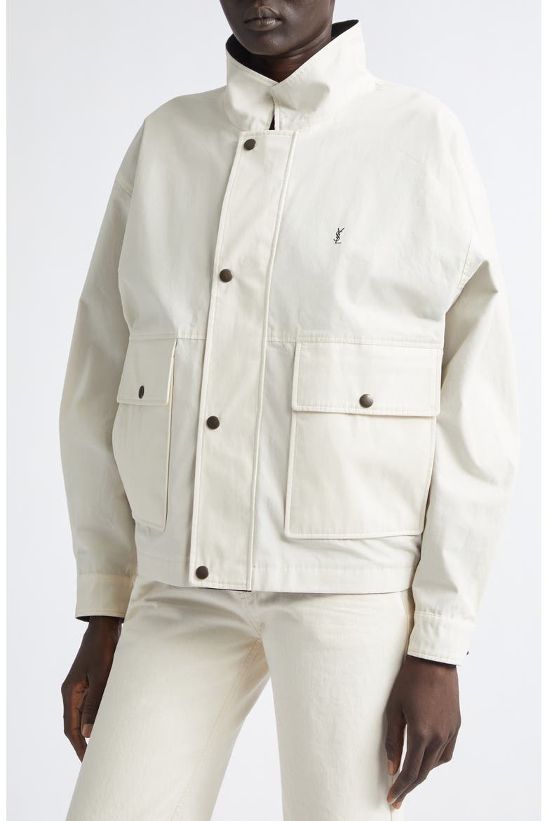 Reversible Cotton Canvas Jacket, Alternate, color, NAVY/ ECRU