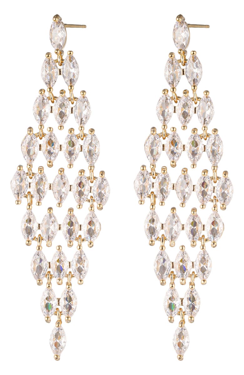 EYE CANDY LOS ANGELES Karla CZ Chandelier Drop Earrings, Main, color, Gold