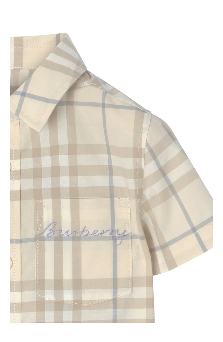 Burberry Check Cotton Shirt, Alternate, color, Sesame Beige