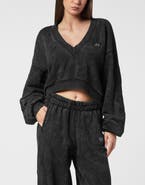 PHILIPP PLEIN Washed V-Neck Sweatshirt Piercing Women