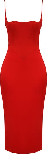 Anais Satin Corset Midi Dress