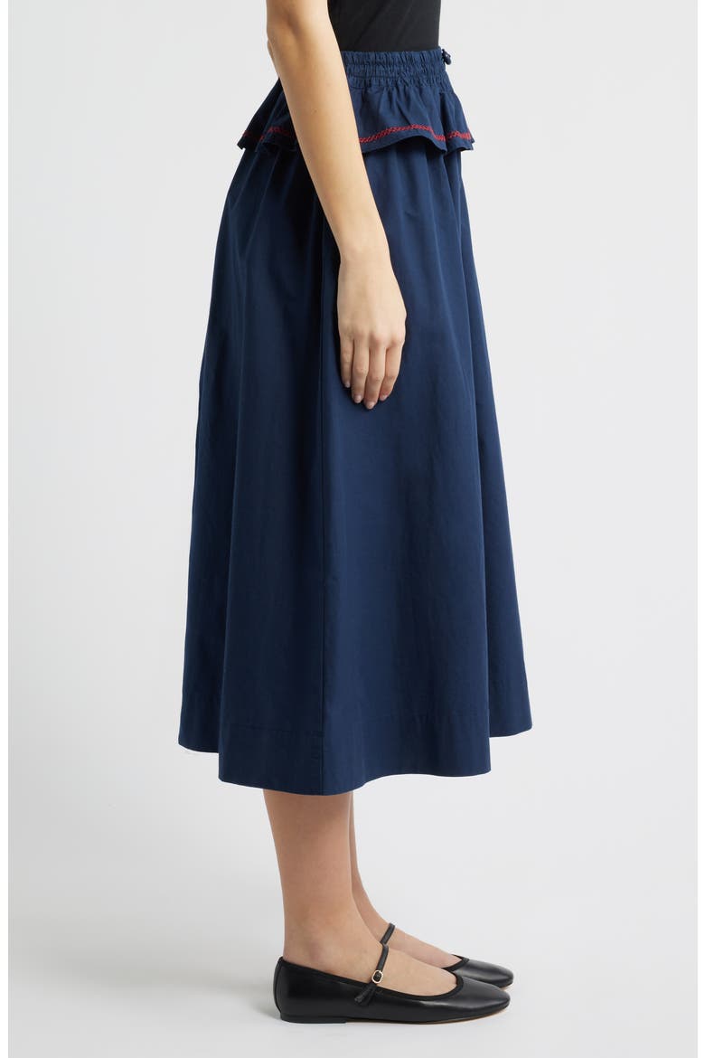 Sigrid Peplum Waist Midi Skirt, Alternate, color, NAVY
