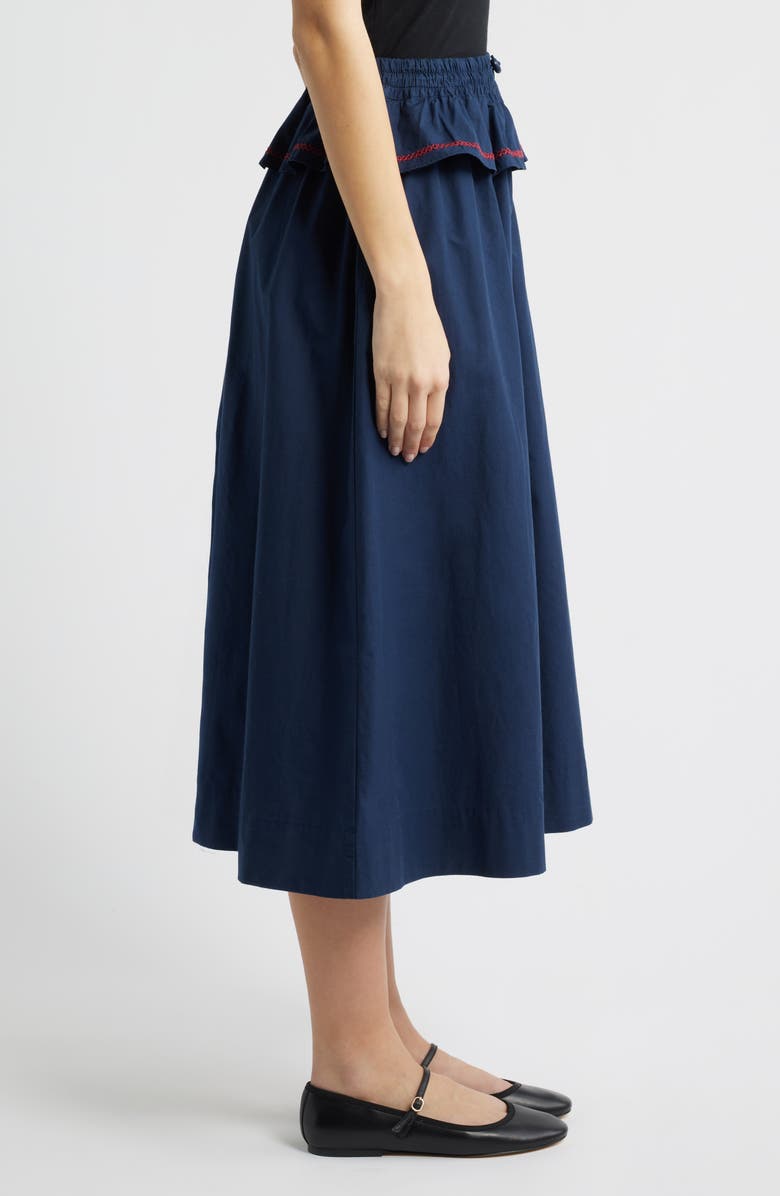 Damson Madder Sigrid Peplum Waist Midi Skirt, Alternate, color, Navy
