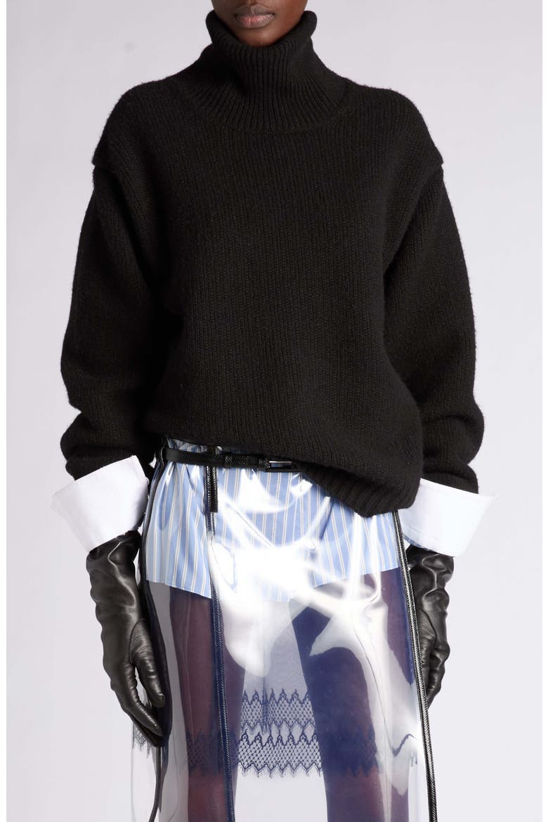 Wool, Cashmere & Mohair Turtleneck Sweater, Main, color, BLACK