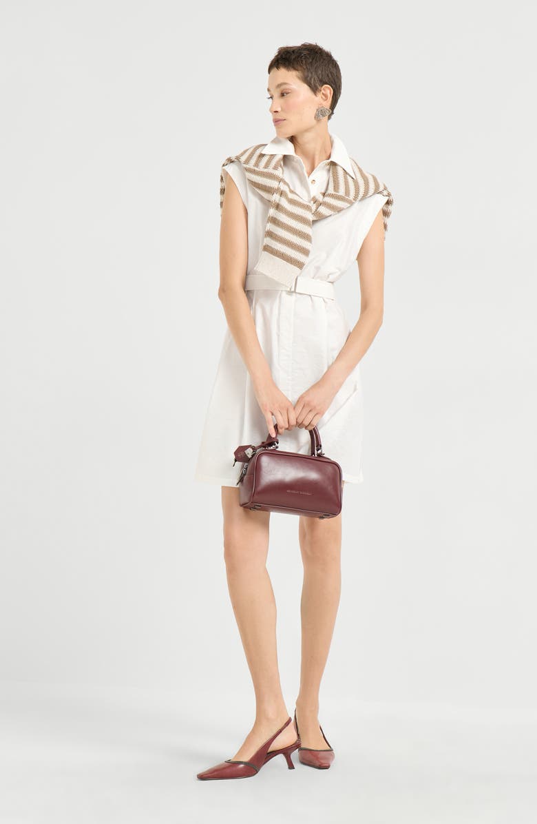Brunello Cucinelli Mini Chemisier dress with monili, Alternate, color, Panama
