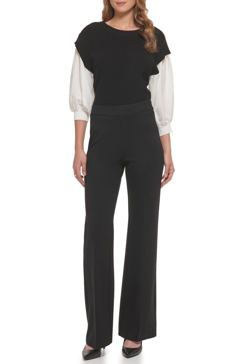 Flare Hem Ponte Pants, Alternate, color, BLACK