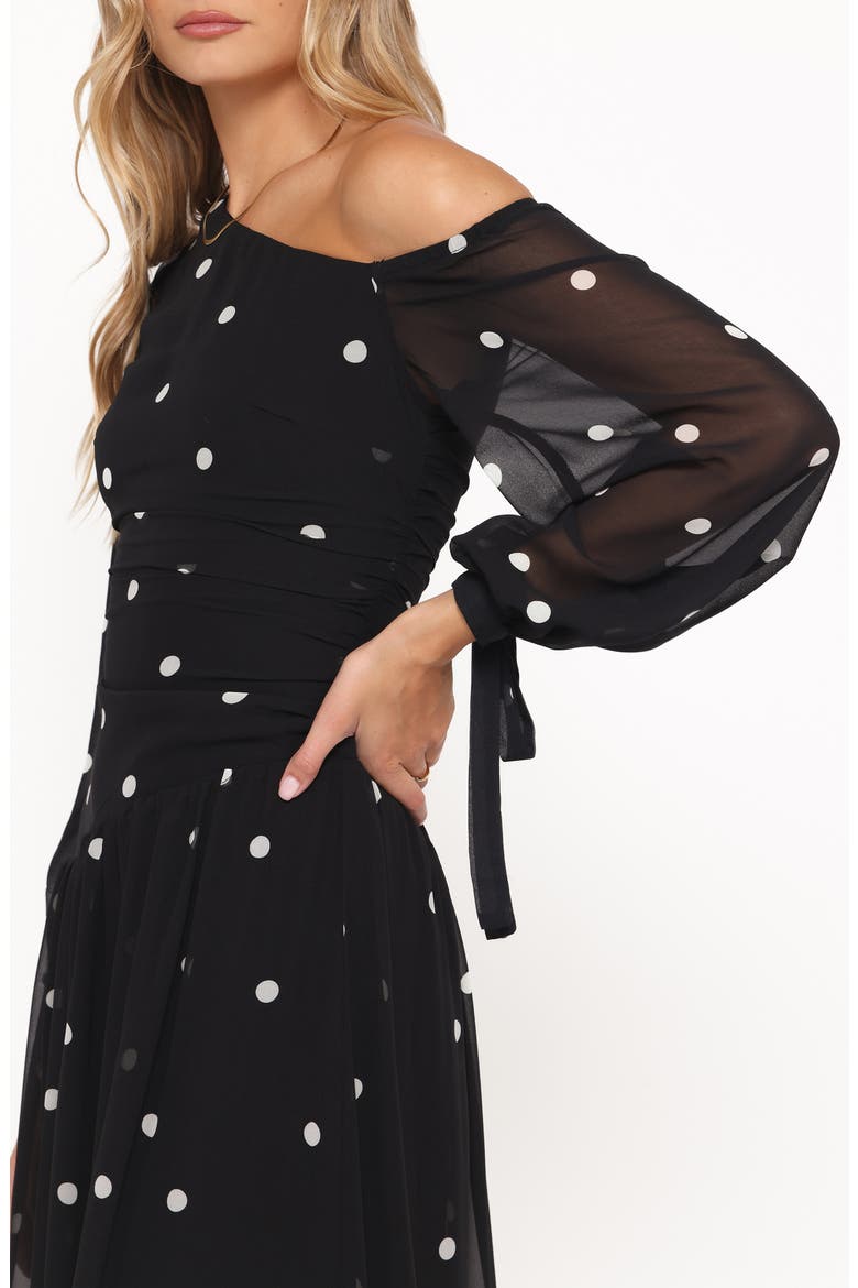 Levine One-Shoulder Maxi Dress, Alternate, color, BLACK POLKA DOT