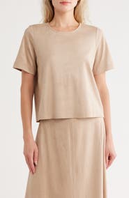 Parker The Lenora Faux Suede Crewneck Top