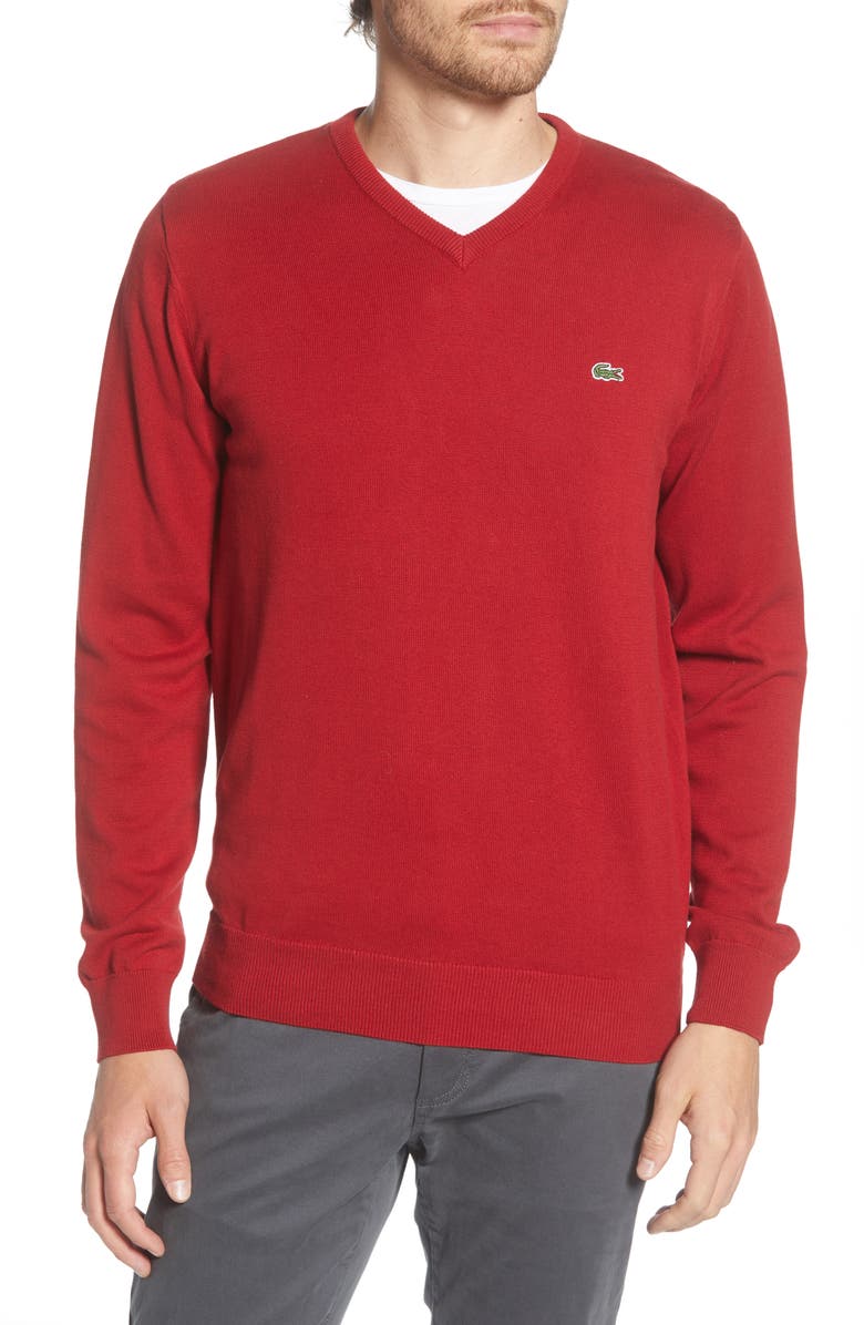 Lacoste Regular Fit V-Neck Sweater, Main, color, 