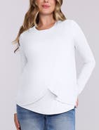 MOTHERHOOD MATERNITY Crewneck Long Sleeve Draped Nursing Tee