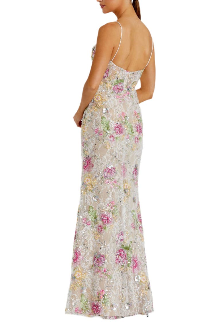 Embellished Bustier Floral Trumpet Gown, Alternate, color, Ivory Multi